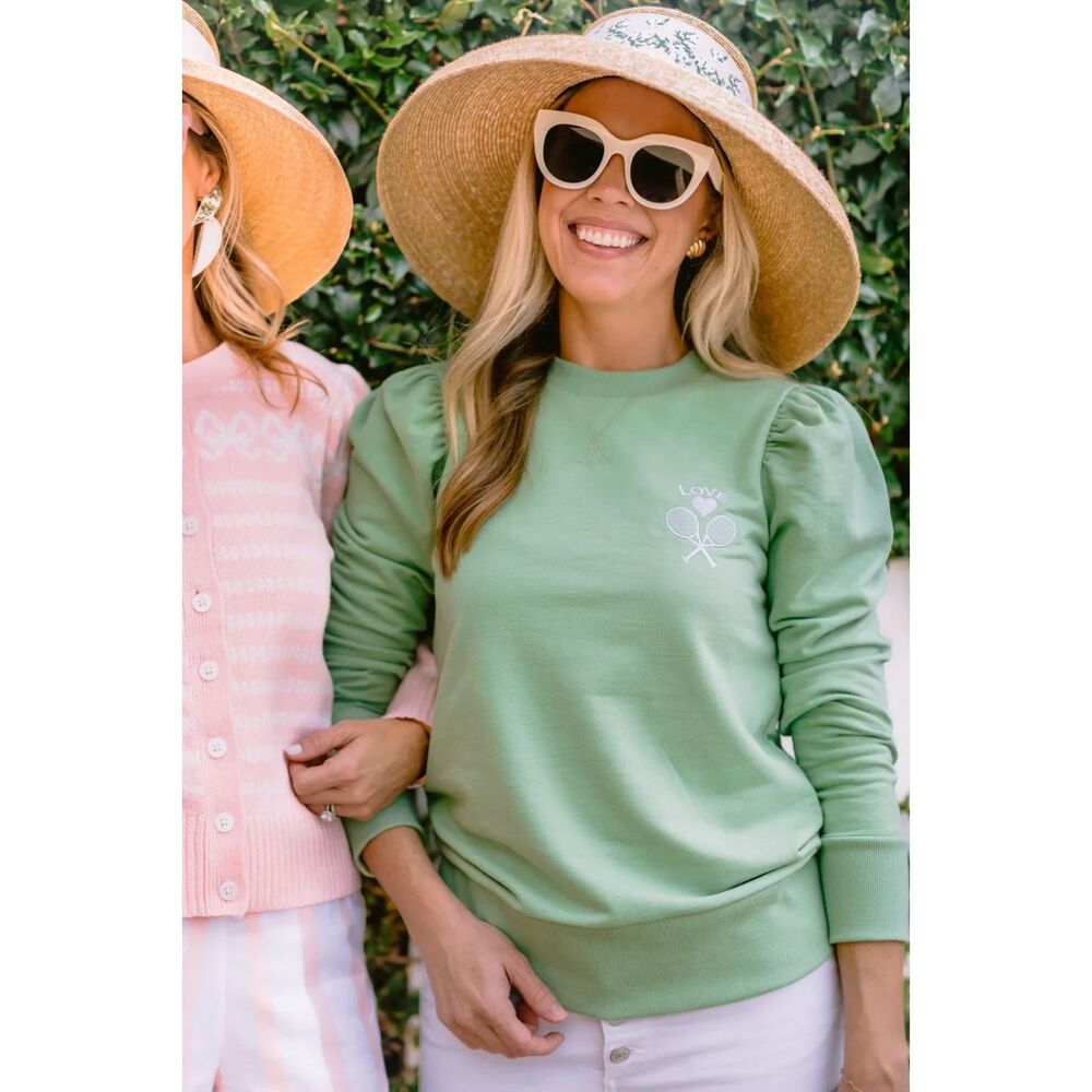 Sail To Sable Palm Beach Lately Tennis Green Long Sleeve Sweatshirt Womens XS